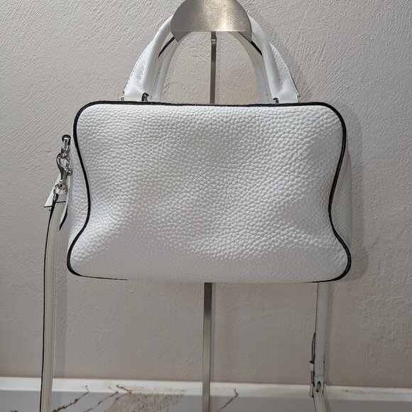 Coach white pebbled leather satchel with crossbody strap. EUC! - Picture 2 of 9